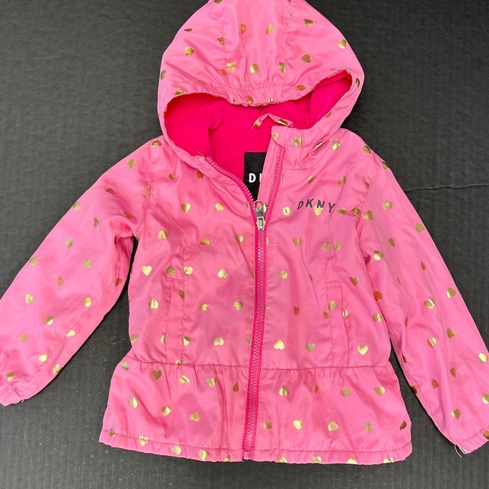DKNY Pink Jacket with Gold Heart Pattern